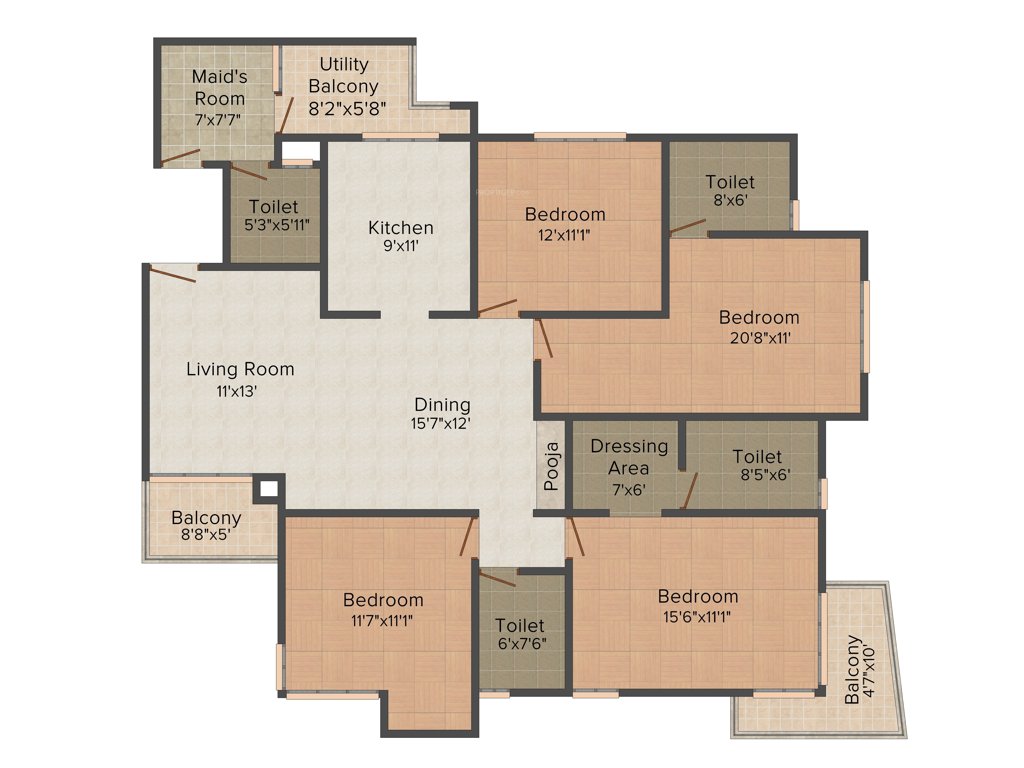 DN Oxy Park (4BHK+4T (2,380 sq ft) + Servant Room 2380 sq ft)