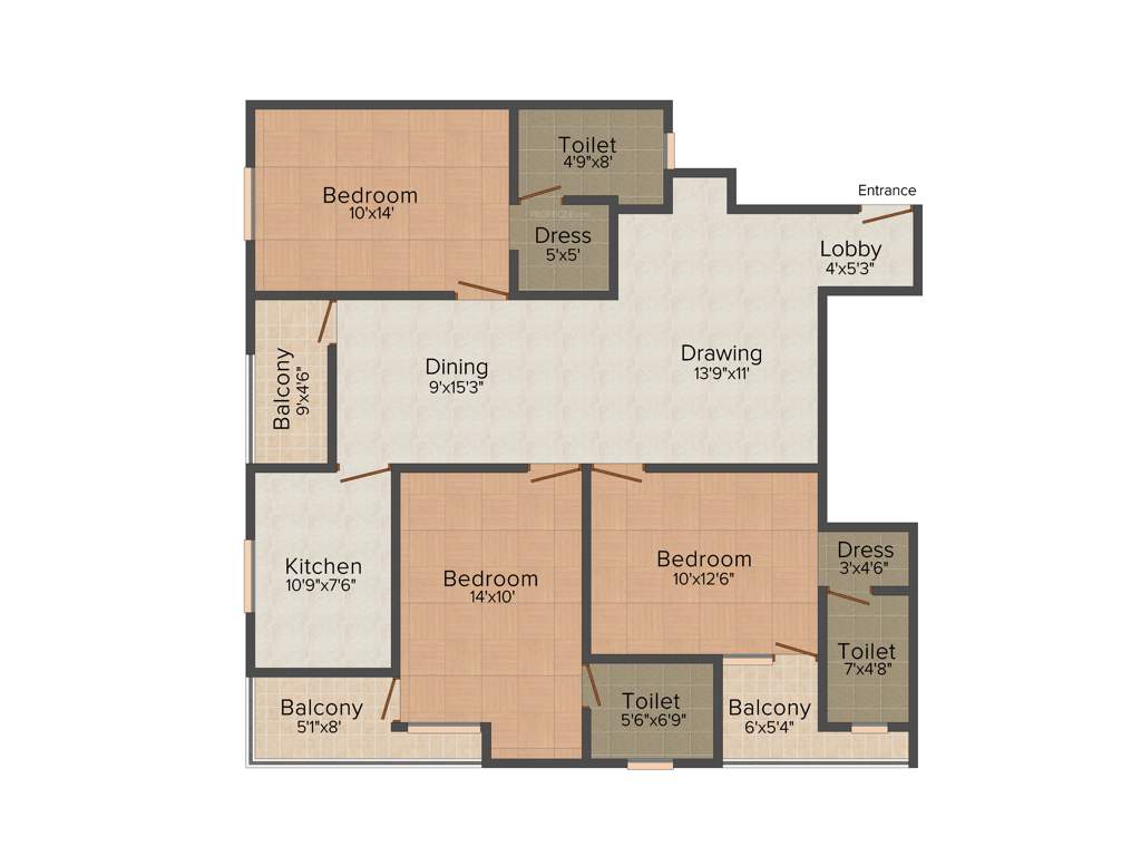 Pearl Sungeetam (3BHK+3T (1,477 sq ft) 1477 sq ft)