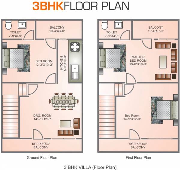 Floor Plan (3BHK+3T (1,350 sq ft) 1350 sq ft) Mehak Infrastructure Residency Villa Floor Plan (3BHK+3T (1,350 sq ft) 1350 sq ft)