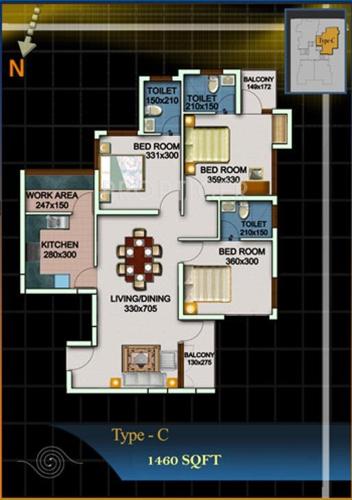 Sowparnika Travancore Heights (3BHK+3T (1,460 sq ft) 1460 sq ft) Sowparnika Travancore Heights (3BHK+3T (1,460 sq ft) 1460 sq ft)