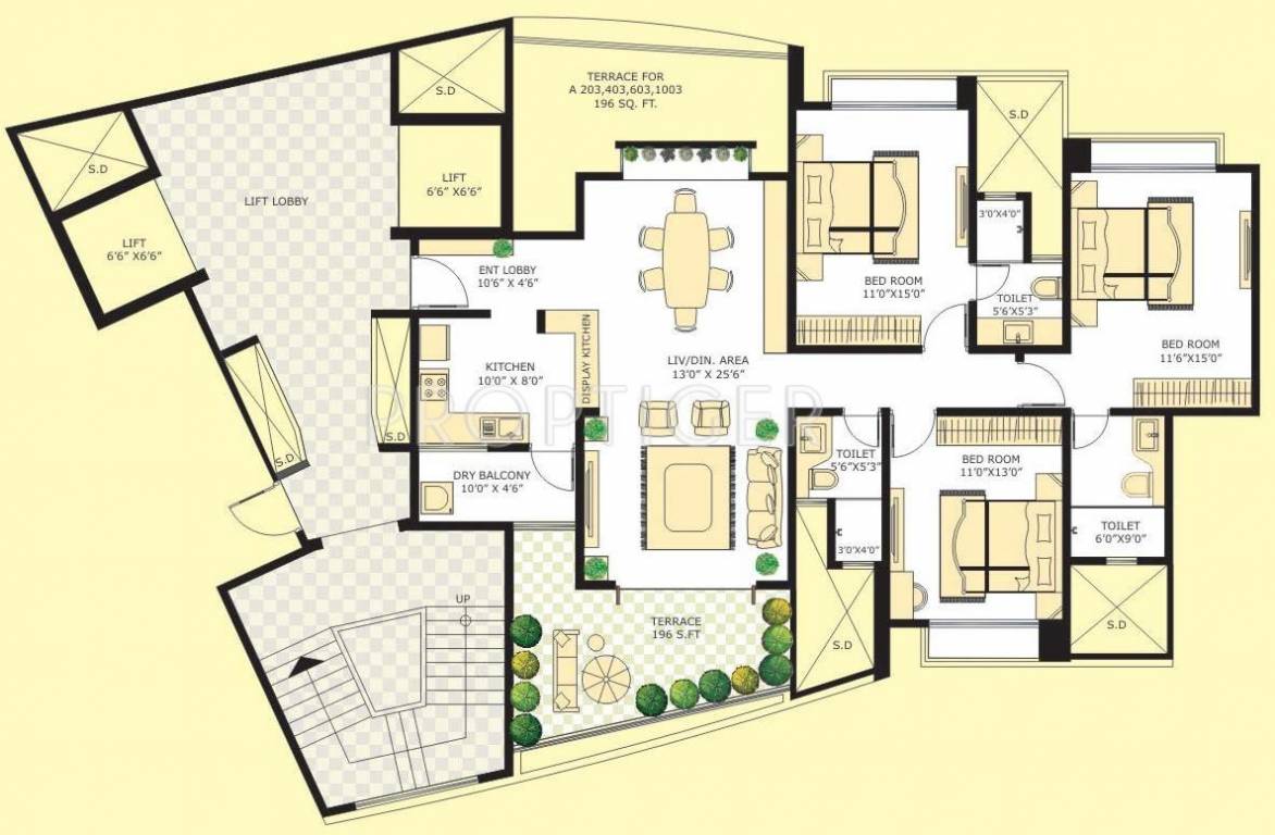 Marvel Citrine (3BHK+3T (1,660 sq ft) 1660 sq ft)