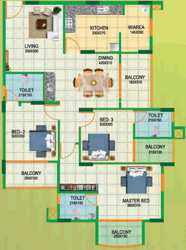 Sowparnika Regal (3BHK+3T (1,655 sq ft) 1655 sq ft)