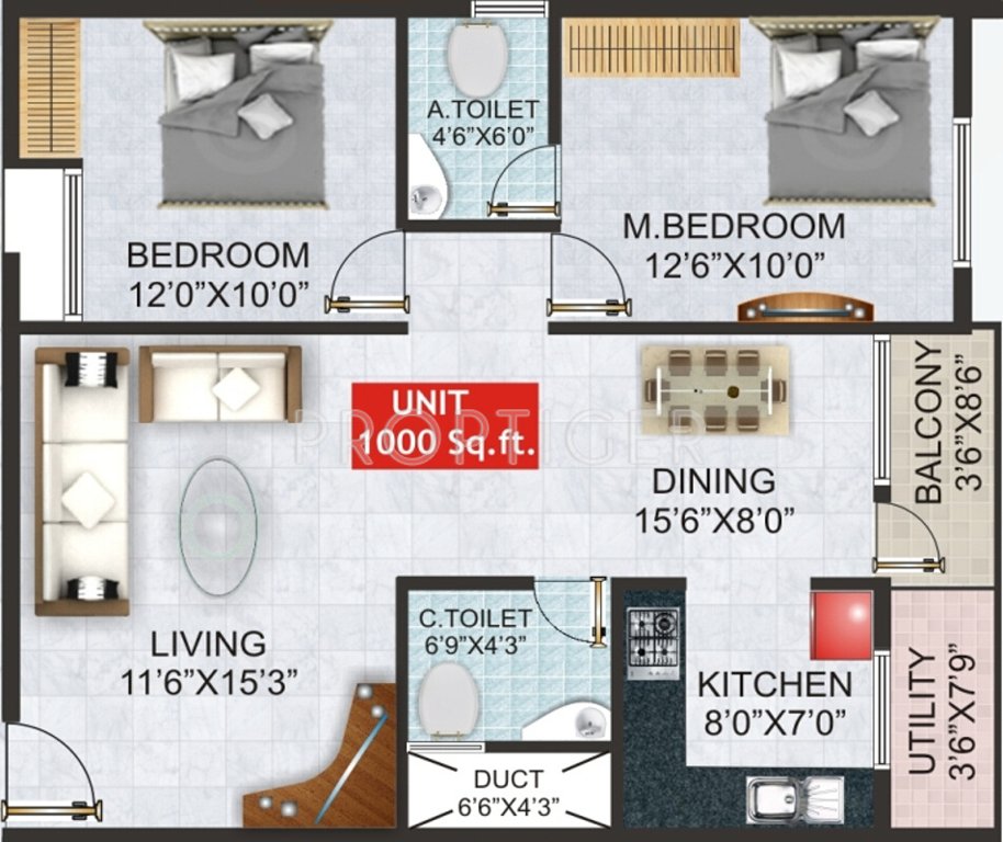 Shivaganga Opal (2BHK+2T (1,000 sq ft) 1000 sq ft)