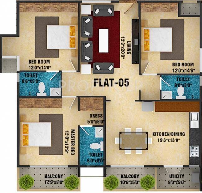 DS DSMAX SKYSCAPE (3BHK+3T (2,047 sq ft) 2047 sq ft)