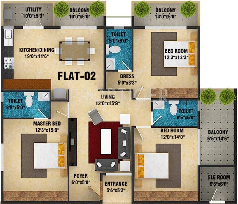 DS DSMAX SKYSCAPE (3BHK+3T (2,235 sq ft) 2235 sq ft)