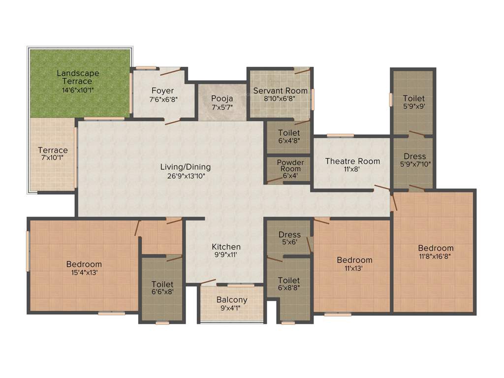 Pearl Avantika (3BHK+5T (2,626 sq ft) 2626 sq ft)