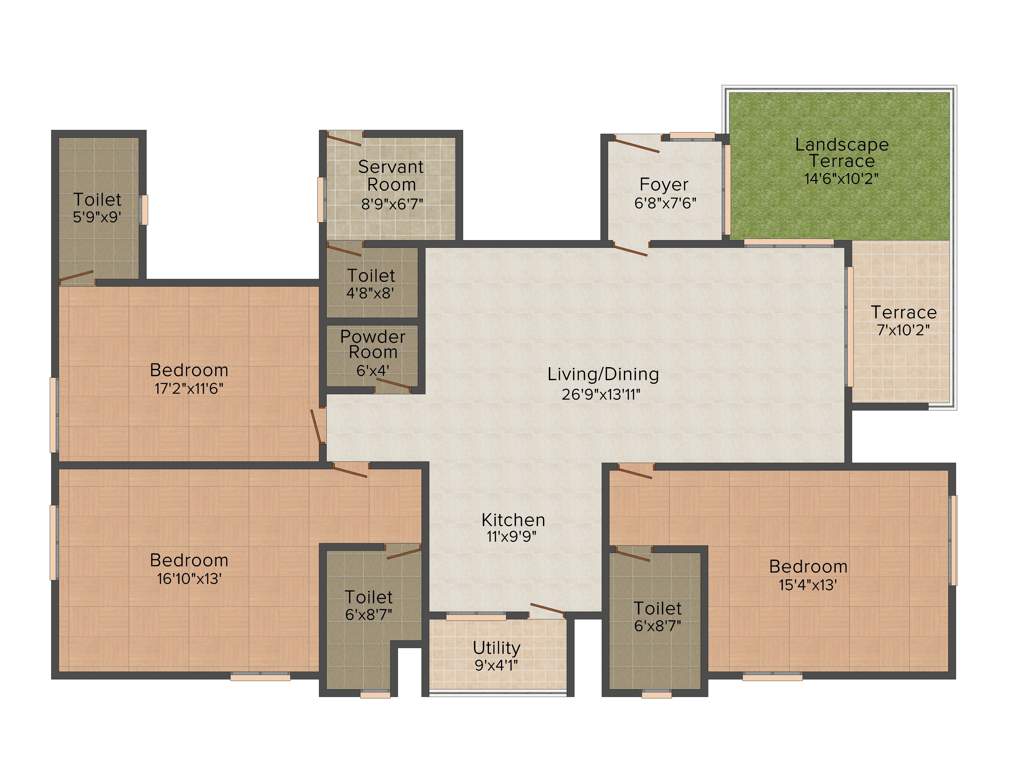 Pearl Avantika (3BHK+5T (2,820 sq ft) 2820 sq ft)