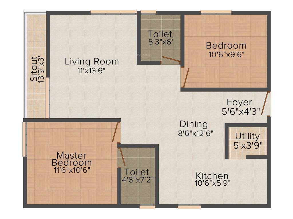 Purnima Elite (2BHK+2T (995 sq ft) 995 sq ft)
