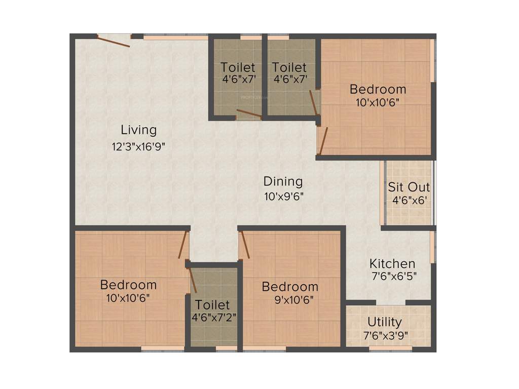 Purnima Elite (3BHK+3T (1,214 sq ft) 1214 sq ft)