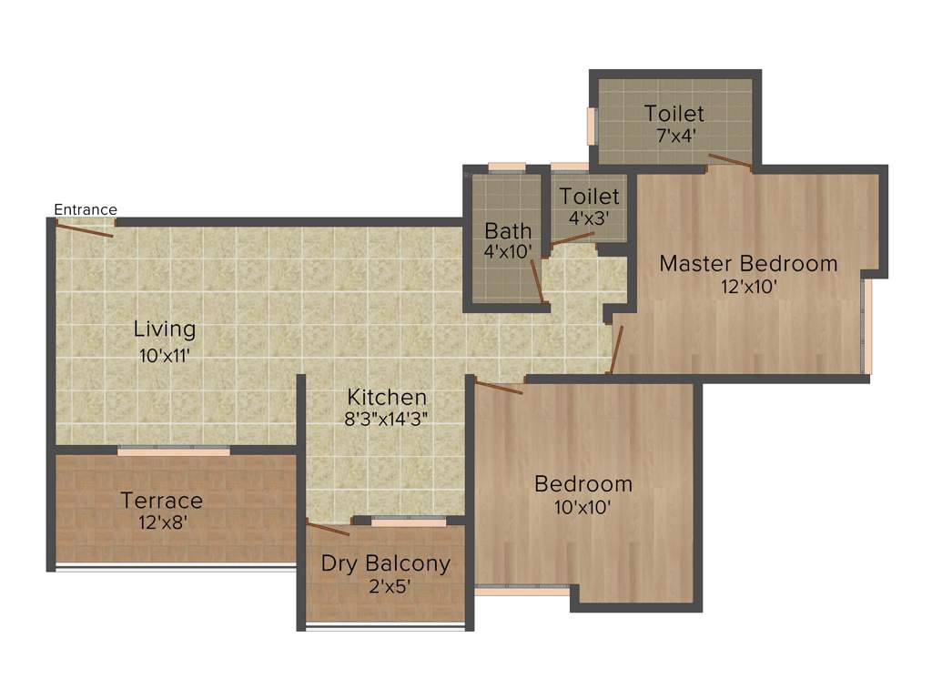 Shri Siddhivinayak Gardenia 2BHK+2T (917 sq ft)