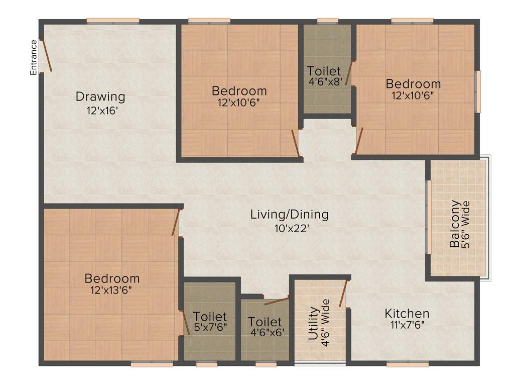 Alekhya Footprints (3BHK+3T (1,580 sq ft) 1580 sq ft)
