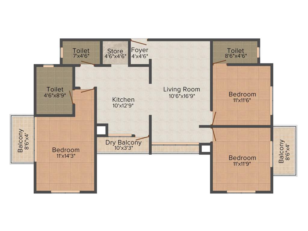 Navkarr Nxt (3BHK+2T (1,405 sq ft) 1405 sq ft)