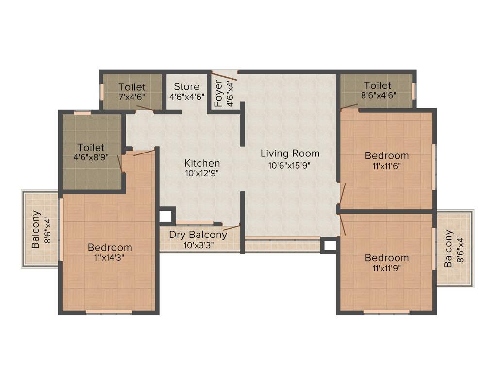 Navkarr Nxt (3BHK+2T (1,555 sq ft) 1555 sq ft)