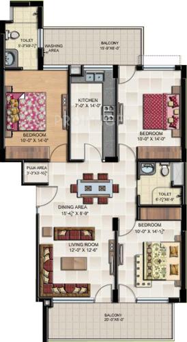 Gillco Heights Ext Apartments (3BHK+2T (1,625 sq ft) + Pooja Room 1625 sq ft)