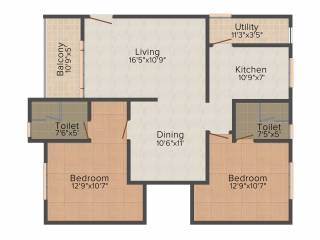 Vishnu Parimala Riviera (2BHK+2T (1,140 sq ft) 1140 sq ft)