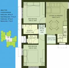 Hiland Greens (2BHK+2T (712 sq ft) 712 sq ft) Hiland Greens (2BHK+2T (712 sq ft) 712 sq ft)