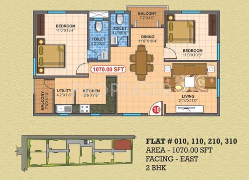 Sai Mounika Espancia (2BHK+2T (1,070 sq ft) 1070 sq ft)