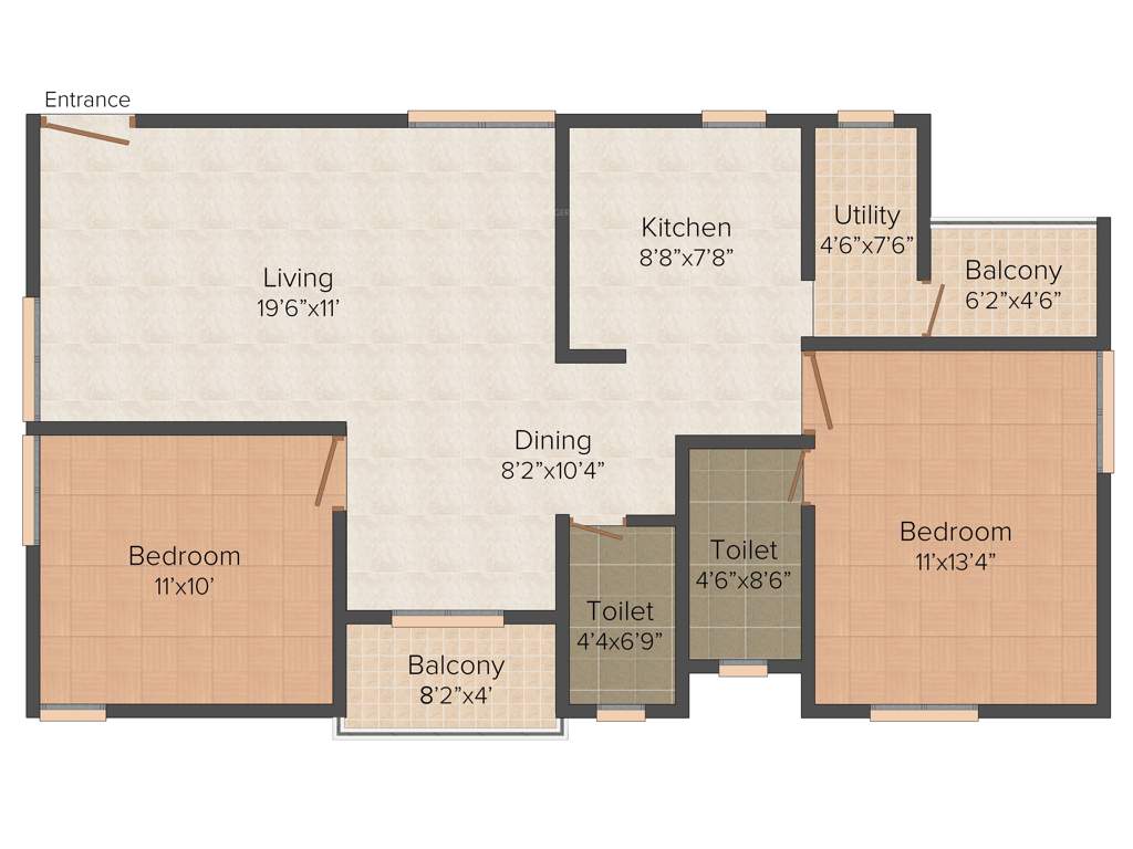 Sai Mounika Espancia (2BHK+2T (1,110 sq ft) 1110 sq ft)