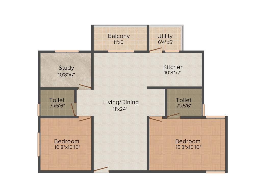 Vishnu Parimala SunRidge (2BHK+2T (1,278 sq ft)   Study Room 1278 sq ft)