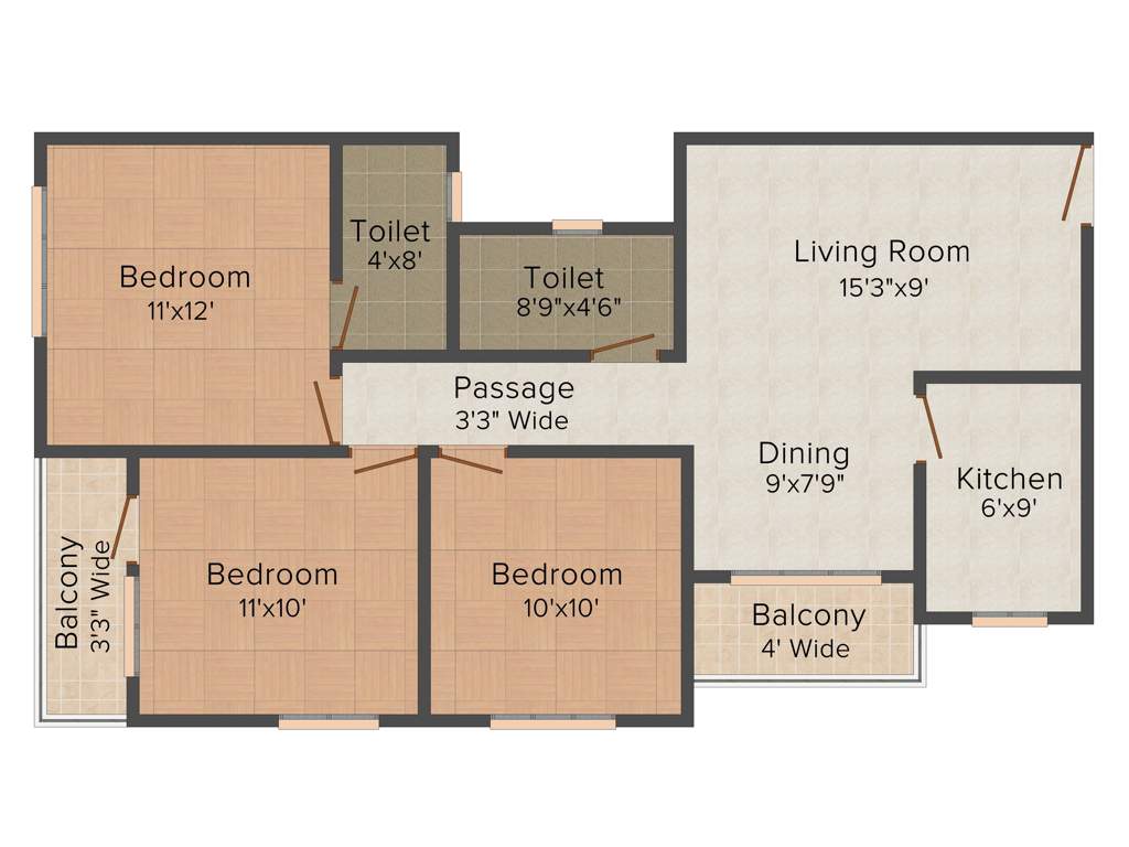 Vinayak Citrus Cove (3BHK+2T (1,127 sq ft) 1127 sq ft)