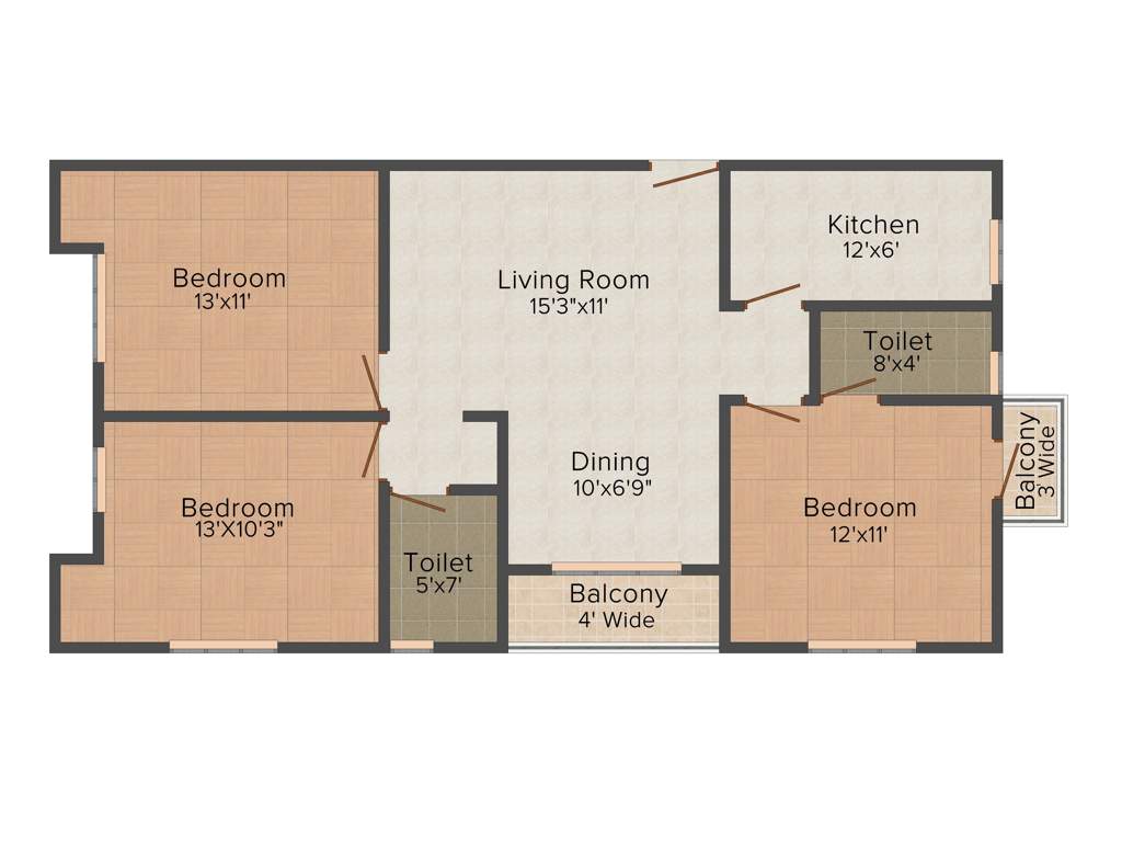 Vinayak Citrus Cove (3BHK+2T (1,244 sq ft) 1244 sq ft)