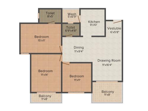 Essarjee Aadharshila South Block 3BHK+2T (1,140 sq ft) Essarjee Aadharshila South Block 3BHK+2T (1,140 sq ft)