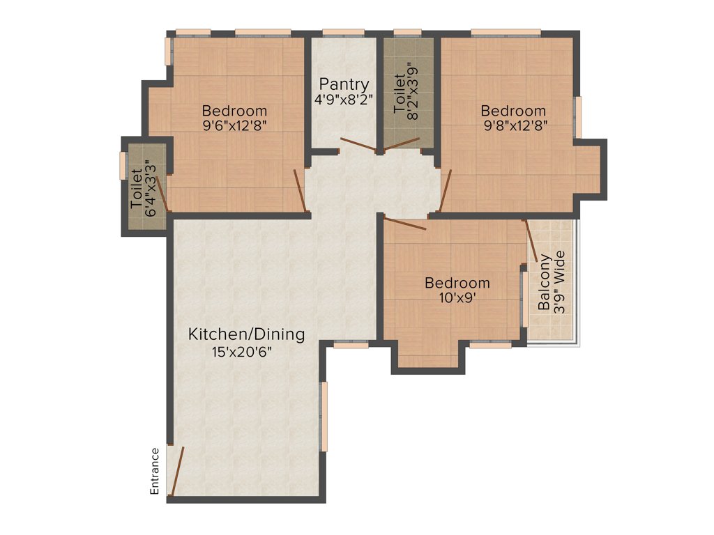 Ramani Endear (3BHK+2T (1,242 sq ft) 1242 sq ft)