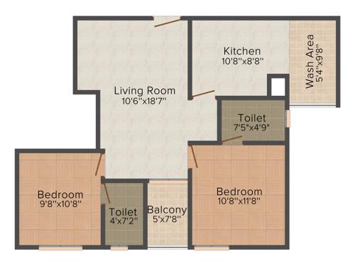 Creations Vivian Suites (2BHK+2T (1,055 sq ft) 1055 sq ft)