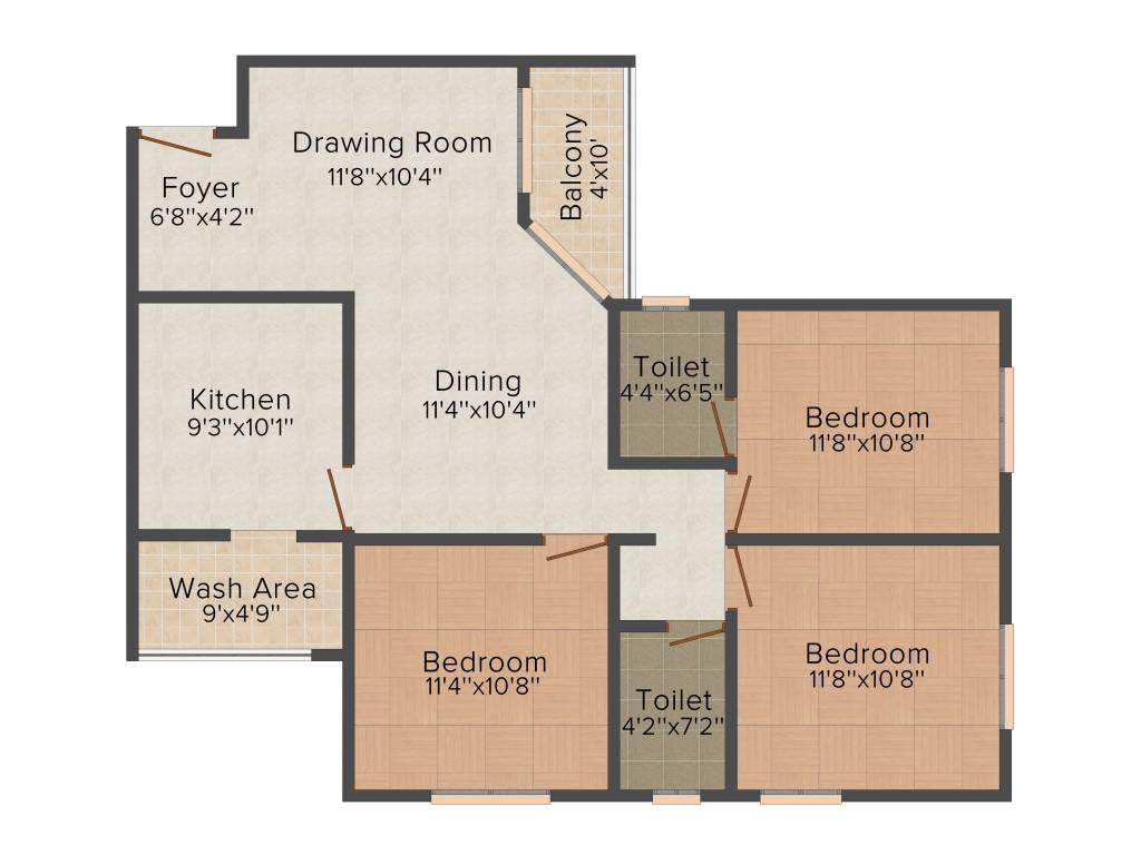 Creations Vivian Suites (3BHK+2T (1,320 sq ft) 1320 sq ft) Creations Vivian Suites (3BHK+2T (1,320 sq ft) 1320 sq ft)
