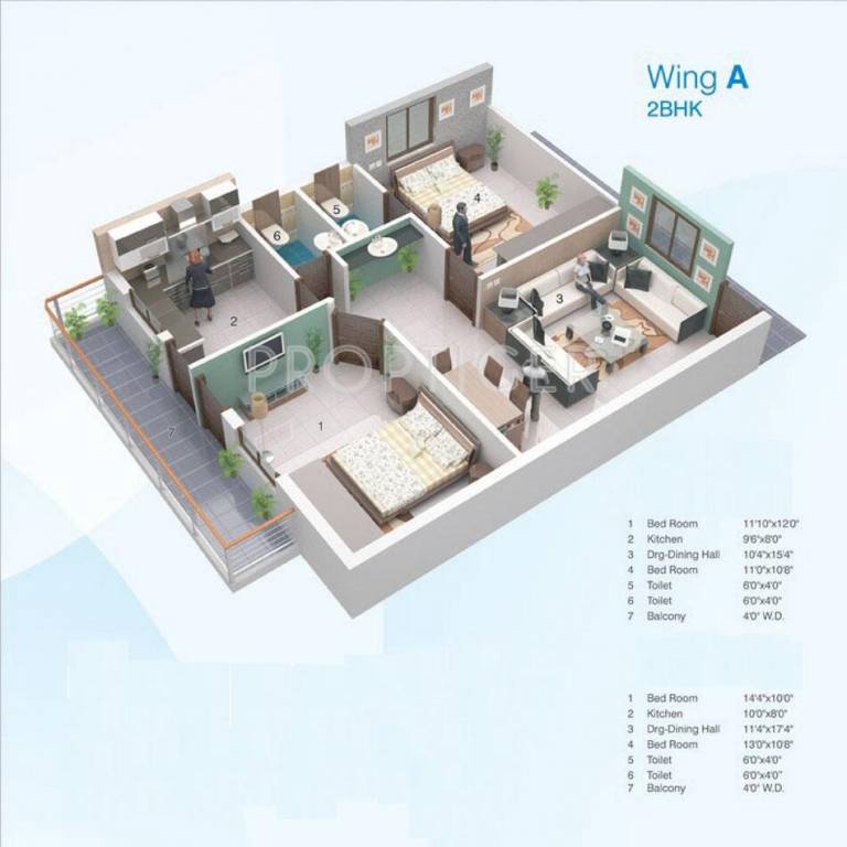 Sanskaar Lifestyle Blu (2BHK+2T (1,050 sq ft) 1050 sq ft)