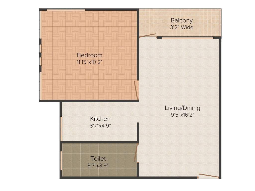 Cosmic Group Oxford 1BHK+1T (549 sq ft)