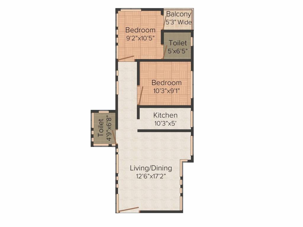Cosmic Group Oxford 2BHK+2T (893 sq ft)