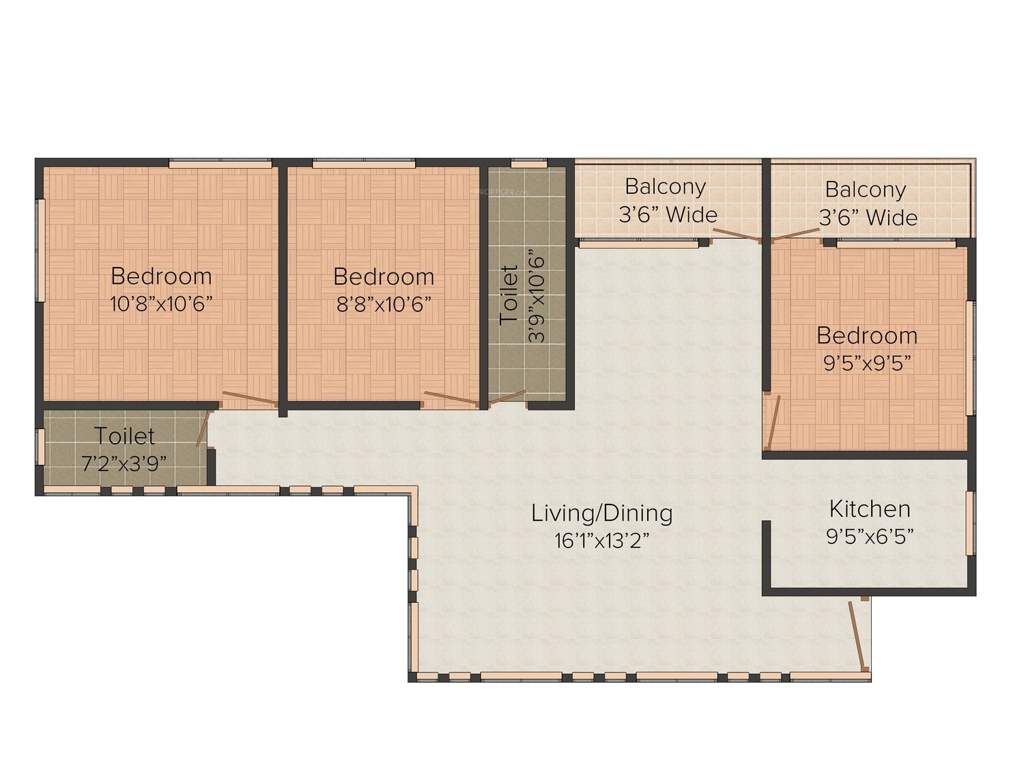 Cosmic Group Oxford 3BHK+3T (1,175 sq ft)