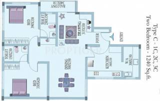 Creations Lavanya Apartments (2BHK+2T (1,240 sq ft) 1240 sq ft)