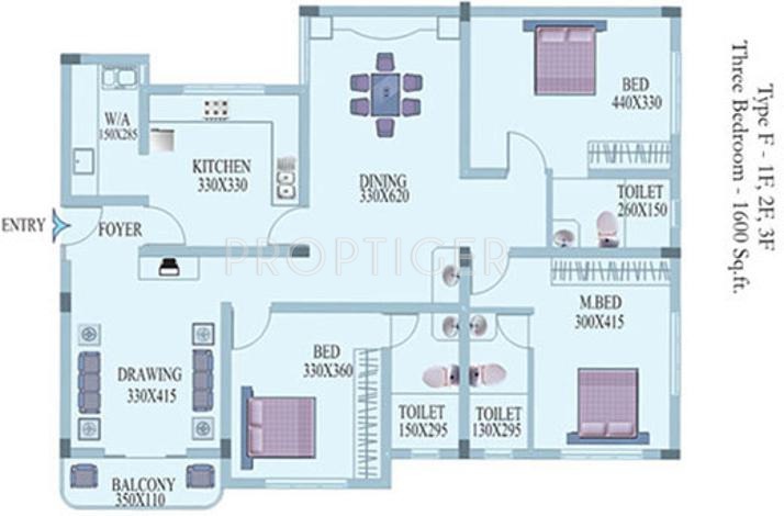 Creations Lavanya Apartments (3BHK+3T (1,600 sq ft) 1600 sq ft)