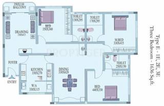 Creations Lavanya Apartments (3BHK+3T (1,636 sq ft) 1636 sq ft)