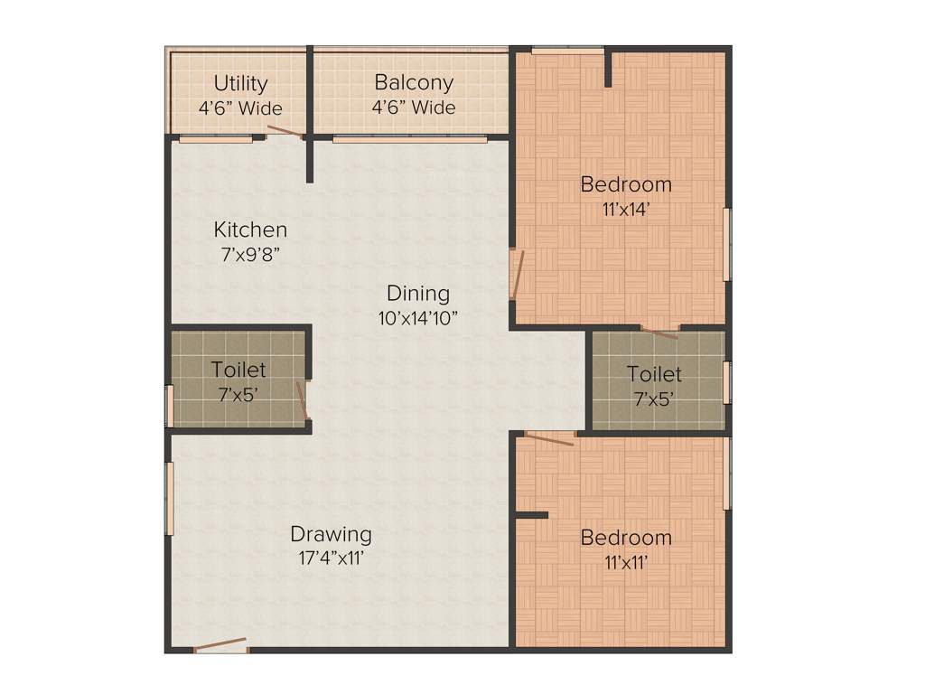 VSR VS Sai Ashraya (2BHK+2T (1,175 sq ft) 1175 sq ft)