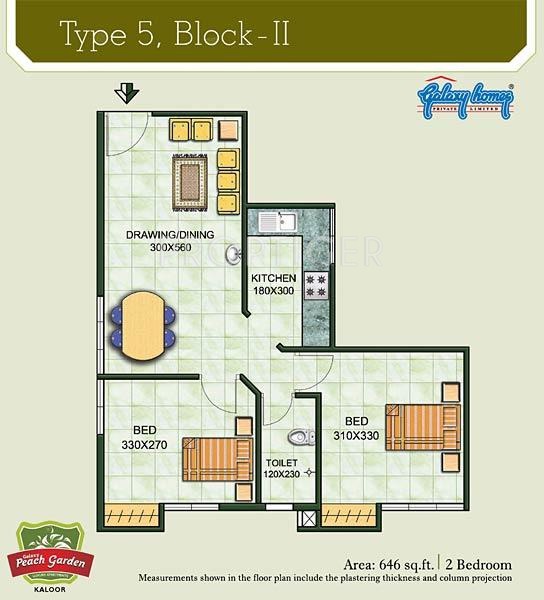 Galaxy Peach Garden (2BHK+2T (634 sq ft) 634 sq ft)