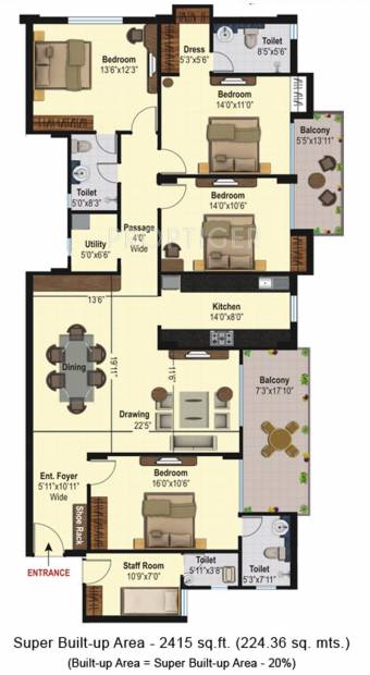 Manglam Rangoli Gardens (4BHK+4T (2,415 sq ft) + Servant Room 2415 sq ft)