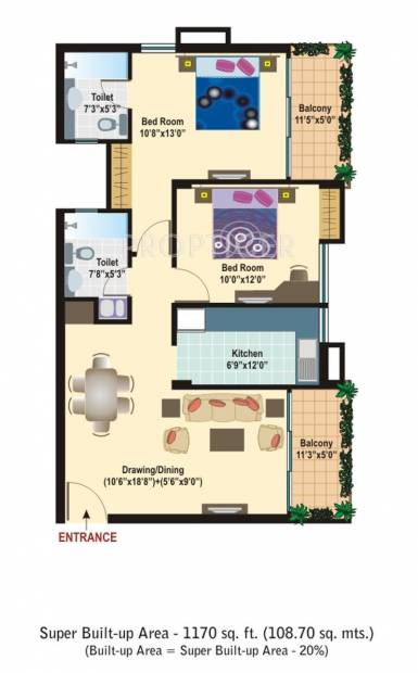 Manglam Rangoli Gardens (2BHK+2T (1,170 sq ft) 1170 sq ft)