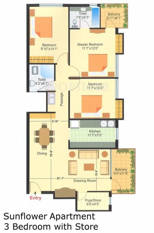 Manglam Ashiana Apartment (3BHK+2T (1,310 sq ft) + Pooja Room 1310 sq ft)