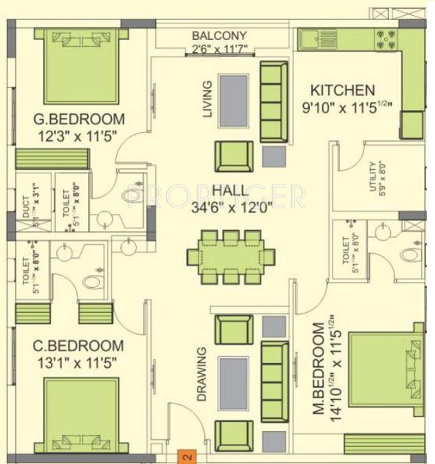 Alekhya Wind Chimes (3BHK+3T (1,865 sq ft) 1865 sq ft) Alekhya Wind Chimes (3BHK+3T (1,865 sq ft) 1865 sq ft)