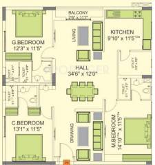 Alekhya Wind Chimes (3BHK+3T (1,865 sq ft) 1865 sq ft) Alekhya Wind Chimes (3BHK+3T (1,865 sq ft) 1865 sq ft)