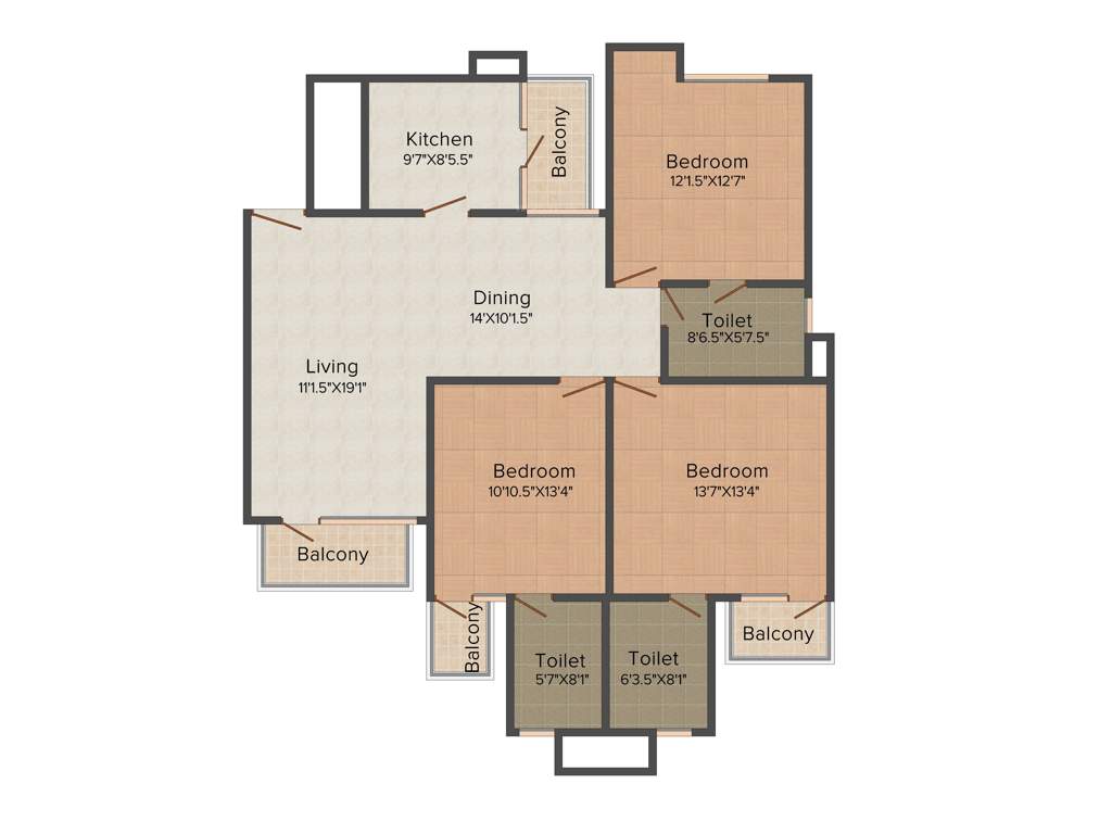 Oxirich Oxirich Avenue (3BHK+3T (1,666 sq ft) 1666 sq ft)