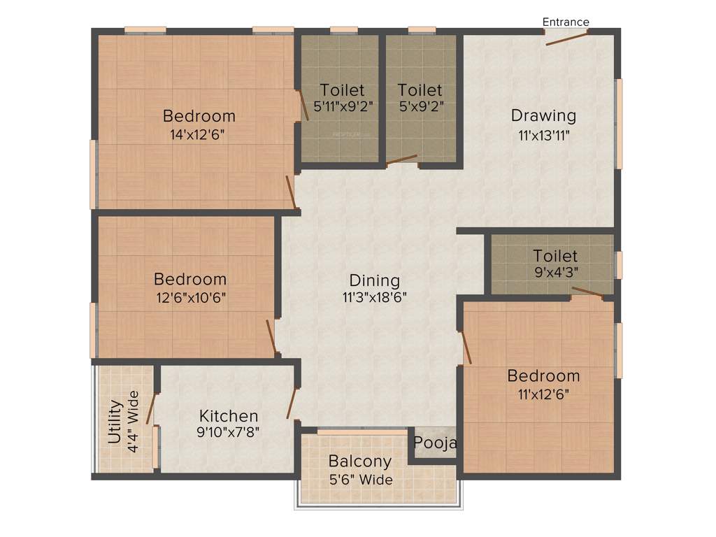 Maram GL Heavens (3BHK+3T (1,565 sq ft)   Pooja Room 1565 sq ft)