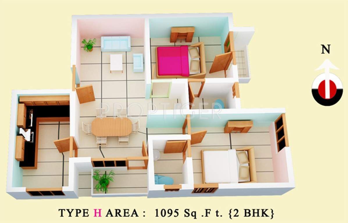 Inland Udaya (2BHK+2T (1,095 sq ft) 1095 sq ft)