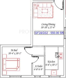 550 Sq Ft 1 Bhk Floor Plan Image Royal Splendour Adria Available