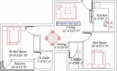 863 Sq Ft 2 Bhk Floor Plan Image Royal Splendour Adria Available