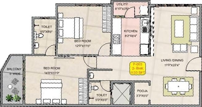 Hoysala Habitat (2BHK+2T (1,133 sq ft) Pooja Room 1133 sq ft) Hoysala Habitat (2BHK+2T (1,133 sq ft) Pooja Room 1133 sq ft)