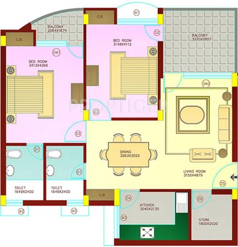 CHD Sri Krishnalok (2BHK+2T (1,120 sq ft) 1120 sq ft)